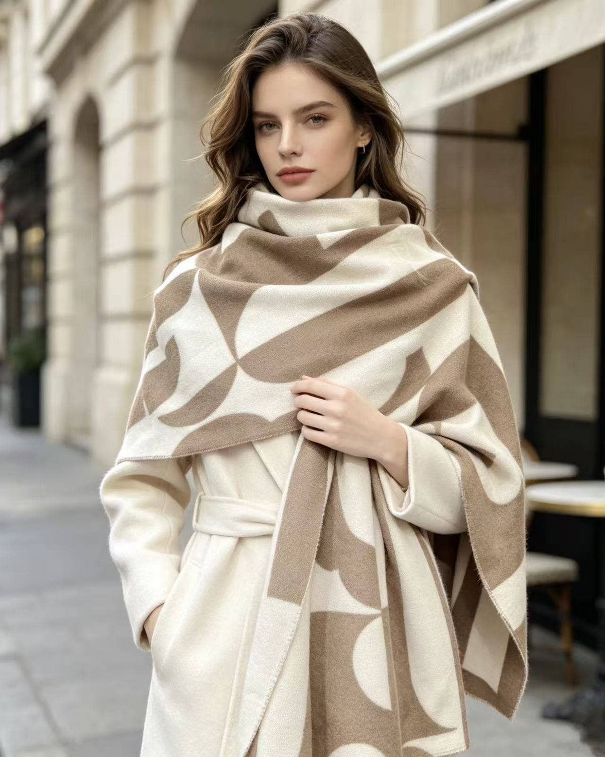 Écharpe femme grande taille avec motif moderne