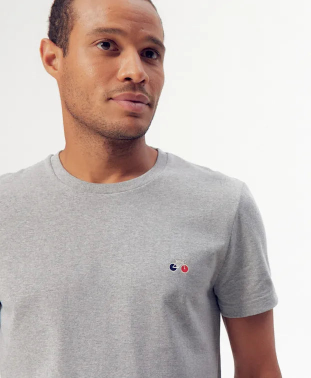 Tee-shirt Baptiste Vélo Gris Chiné recyclé - La Gentle Factory - Made in France