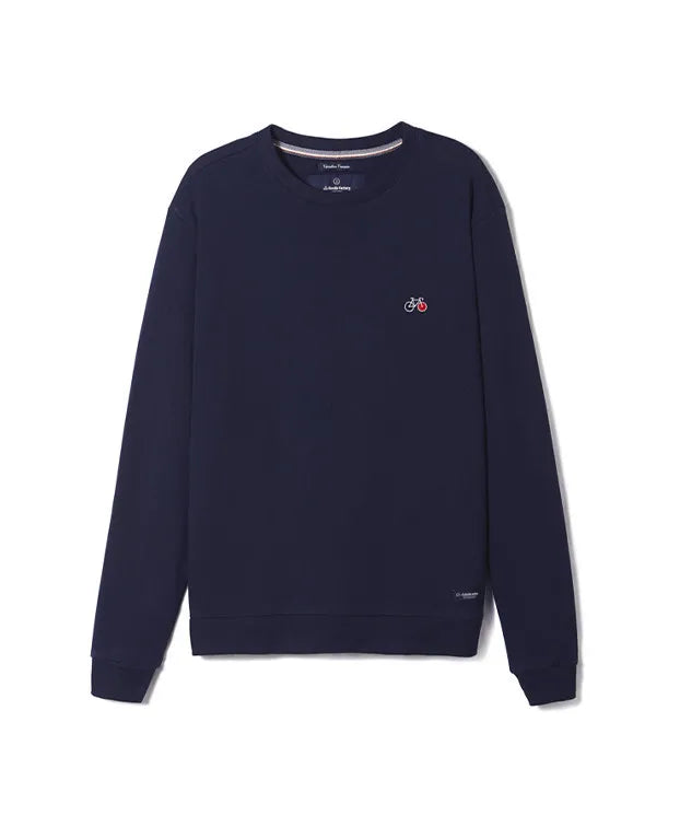 Sweat Basile Vélo brodé bleu en coton bio - La Gentle Factory - Made in France