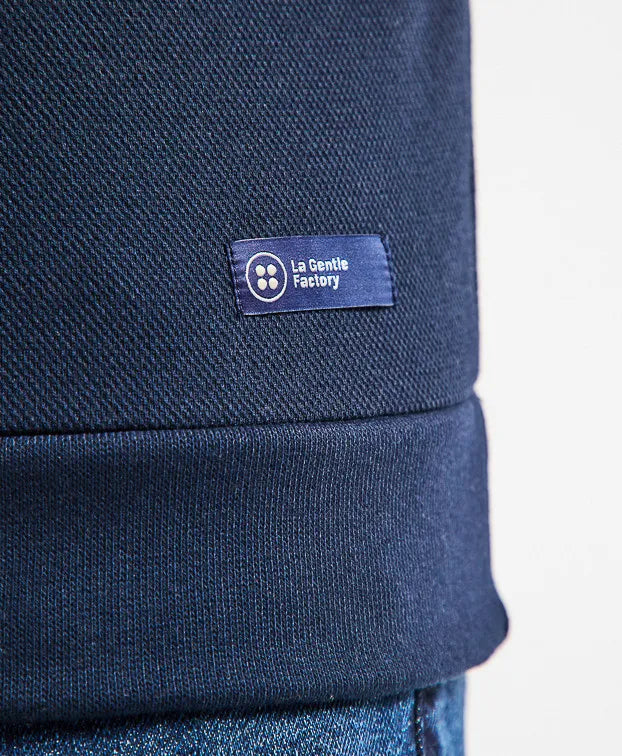 Sweat Paul piqué bleu marine en fibres recyclées - La Gentle Factory - Made in France