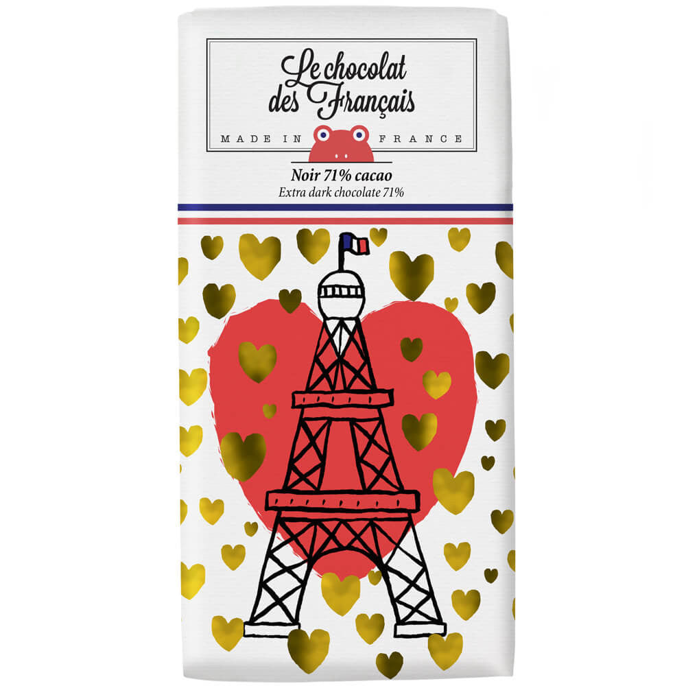 Tablette 80g Tour Eiffel cœur noir 71% bio