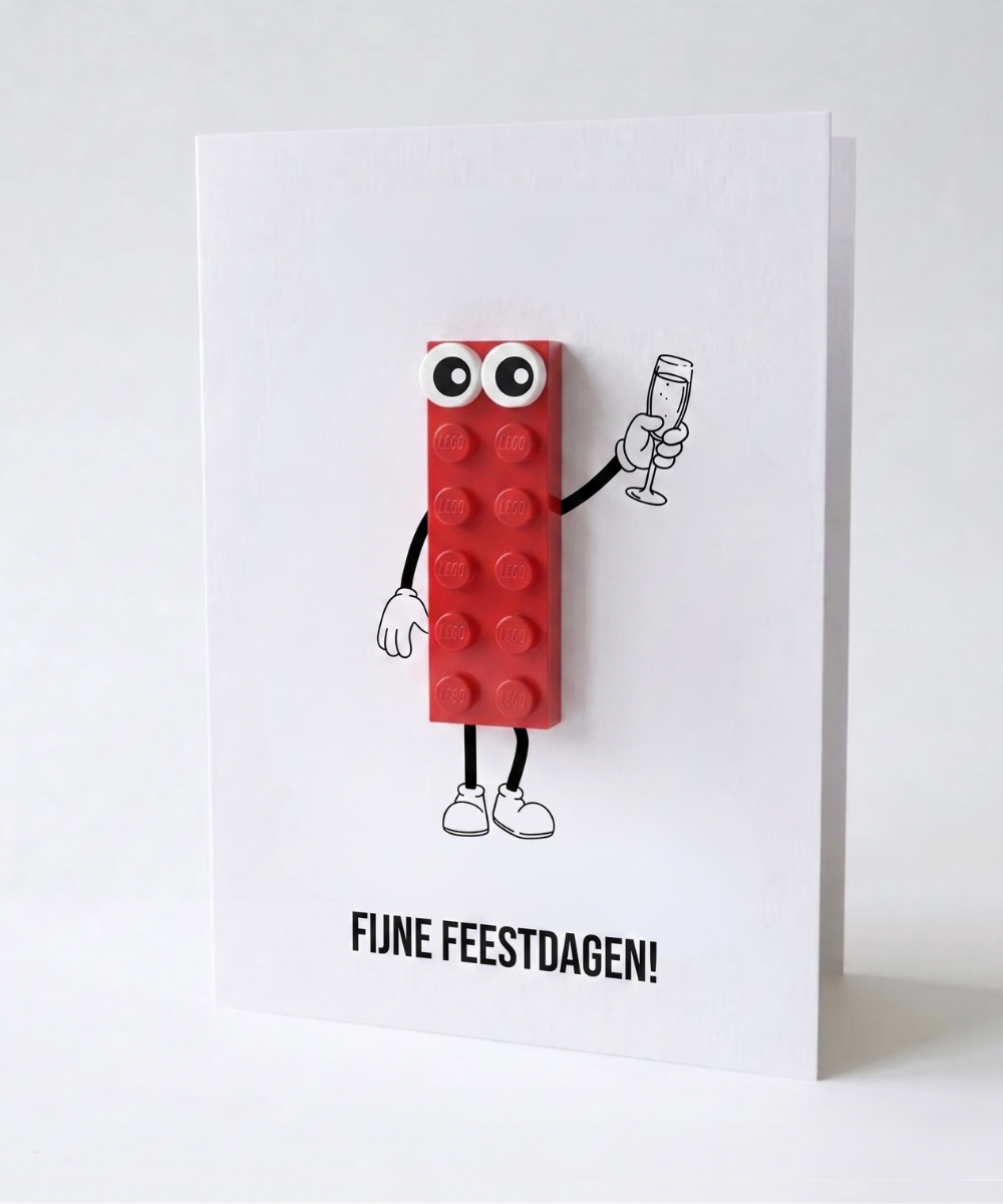 Carte de vœux pour les fêtes avec brique 3D - « JOYEUSES FÊTES ! »