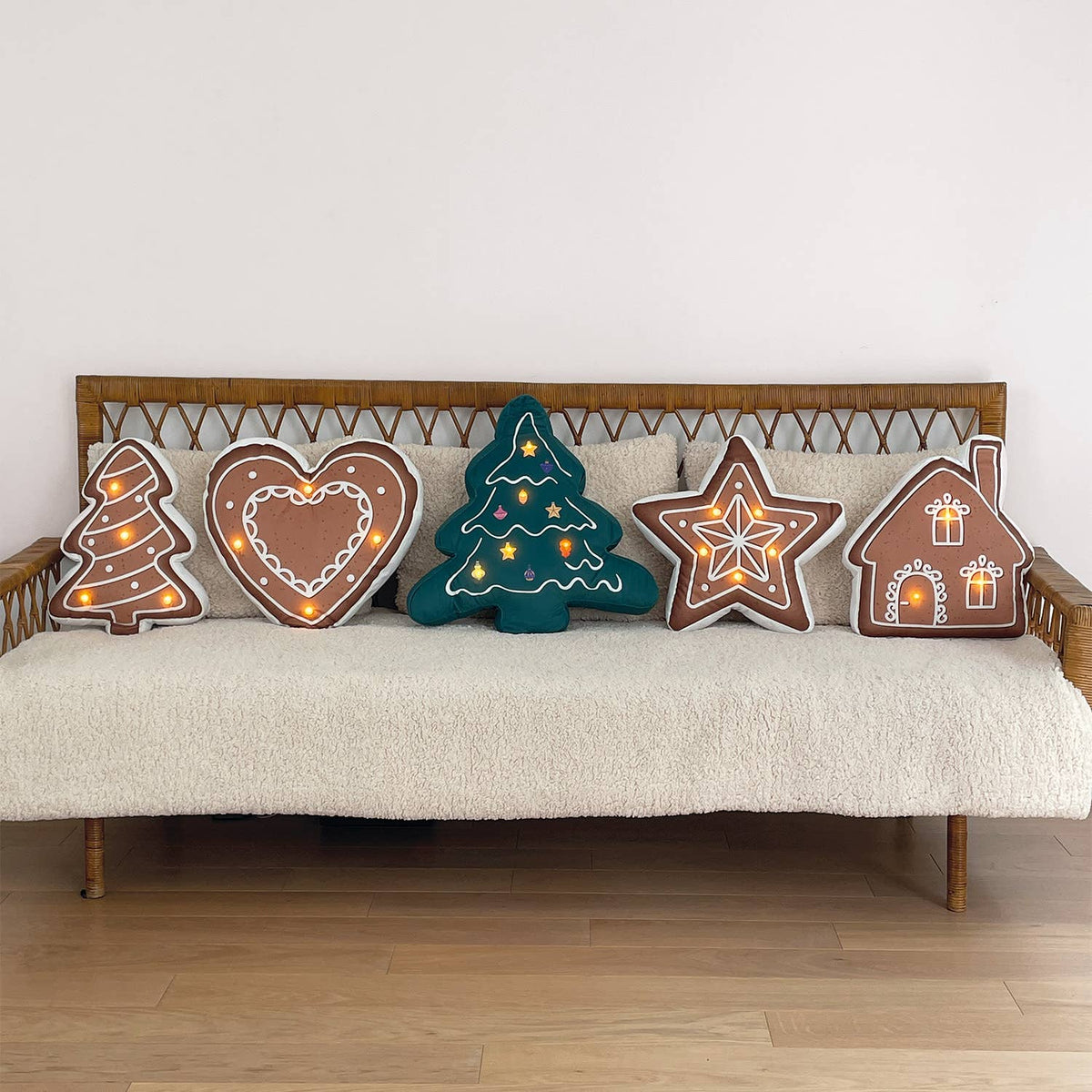 Coussin LED étoile marron 42x42cm