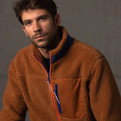 Veste en sherpa mixte zippée - Camel