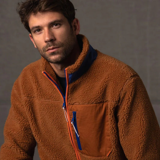 Veste en sherpa mixte zippée - Camel
