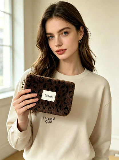 Pochette femme teddy étiquette Bichette + poignée amovible