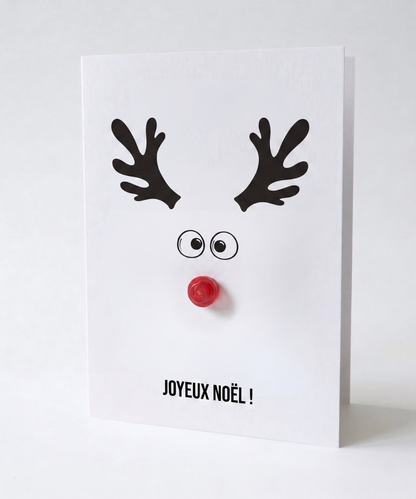 Carte de vœux de Noël 3D mignonne avec Rudolph