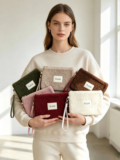 Pochette femme teddy étiquette Bichette + poignée amovible