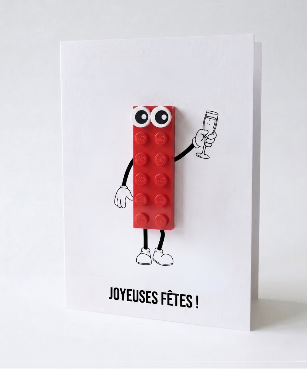 Carte de vœux pour les fêtes avec brique 3D - « JOYEUSES FÊTES ! »