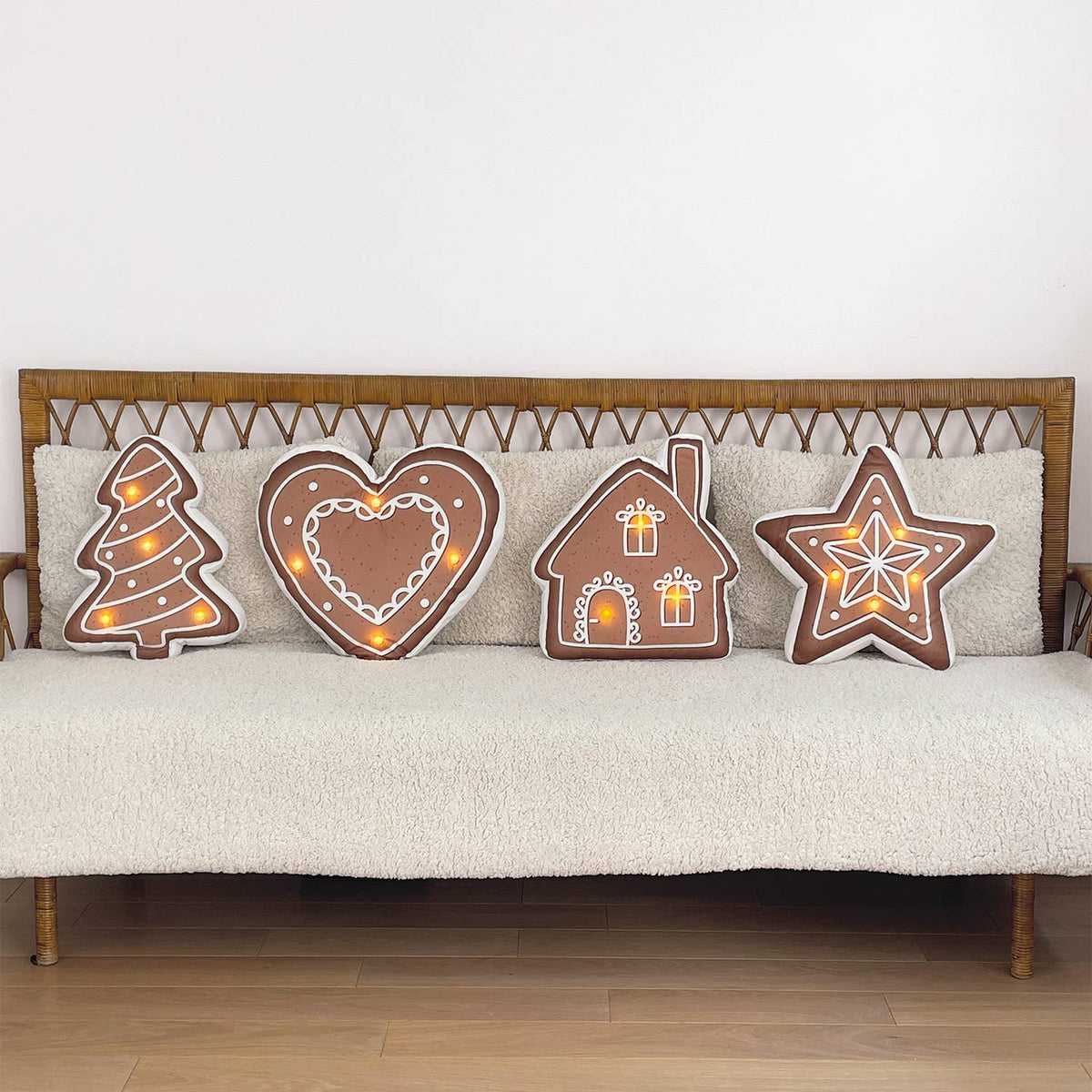 Coussin LED sapin marron 40x30cm