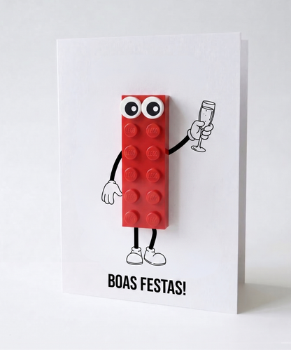 Carte de vœux pour les fêtes avec brique 3D - « JOYEUSES FÊTES ! »