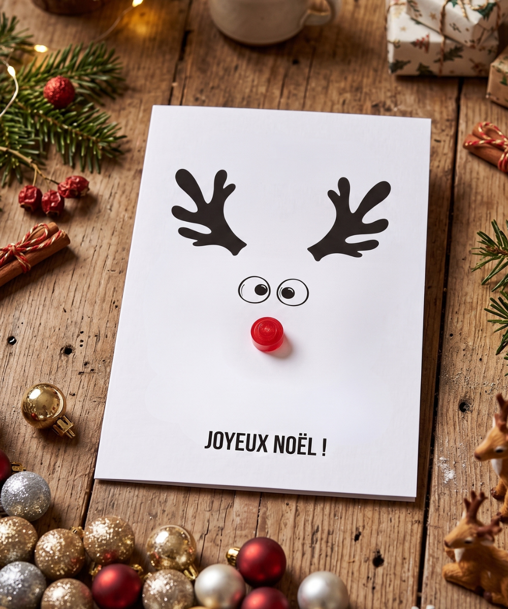Carte de vœux de Noël 3D mignonne avec Rudolph