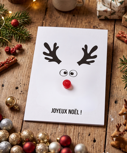Carte de vœux de Noël 3D mignonne avec Rudolph