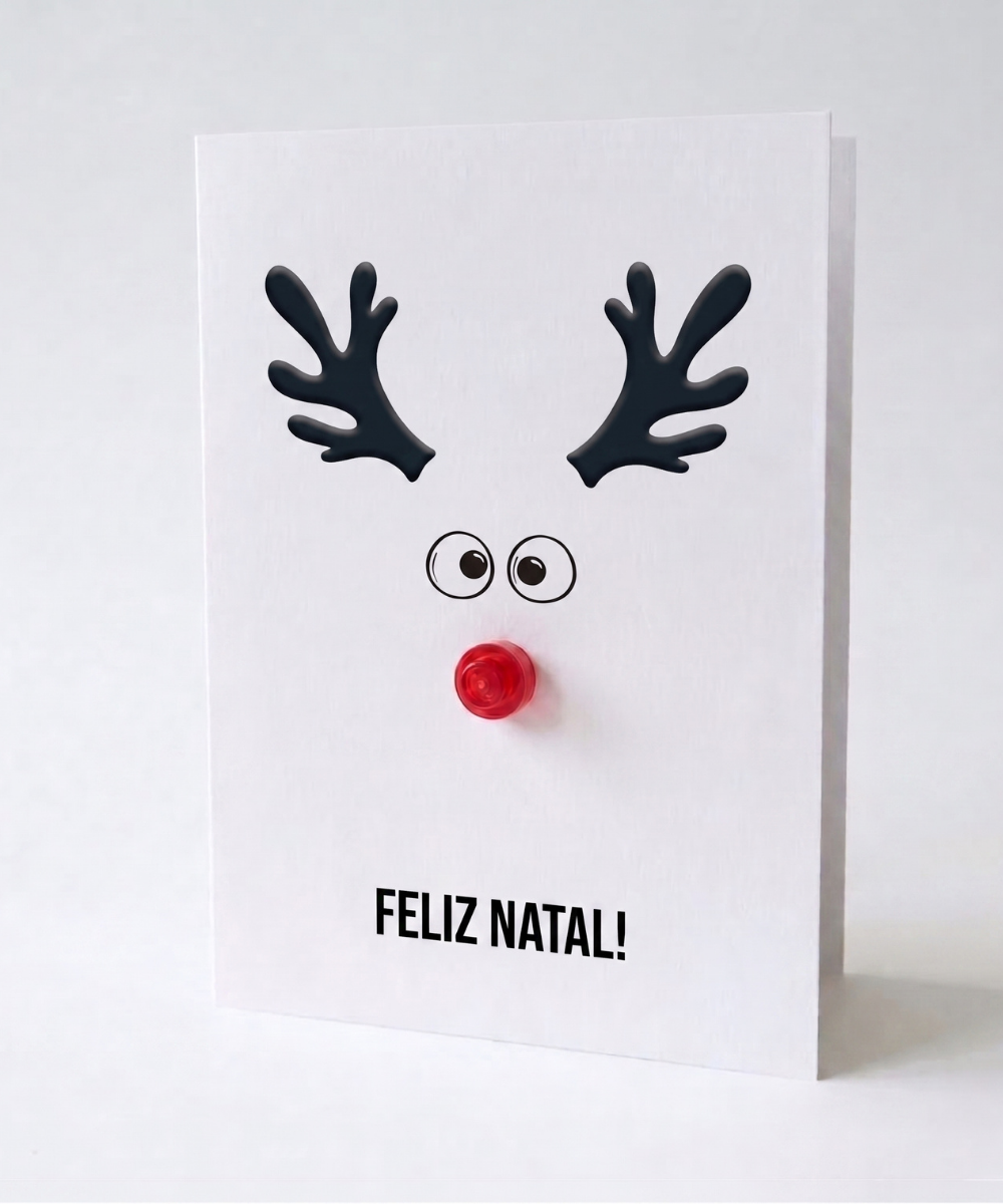 Carte de vœux de Noël 3D mignonne avec Rudolph