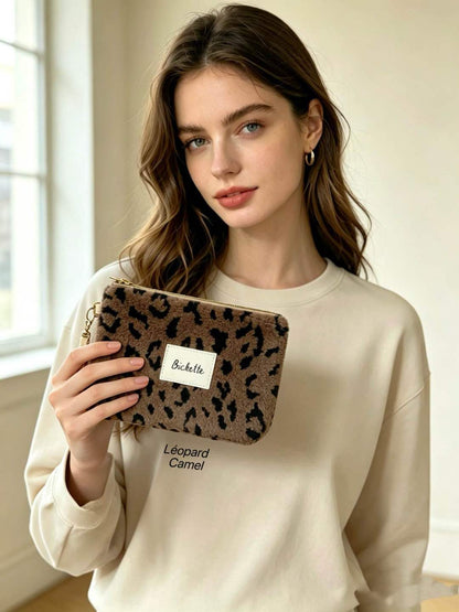 Pochette femme teddy étiquette Bichette + poignée amovible