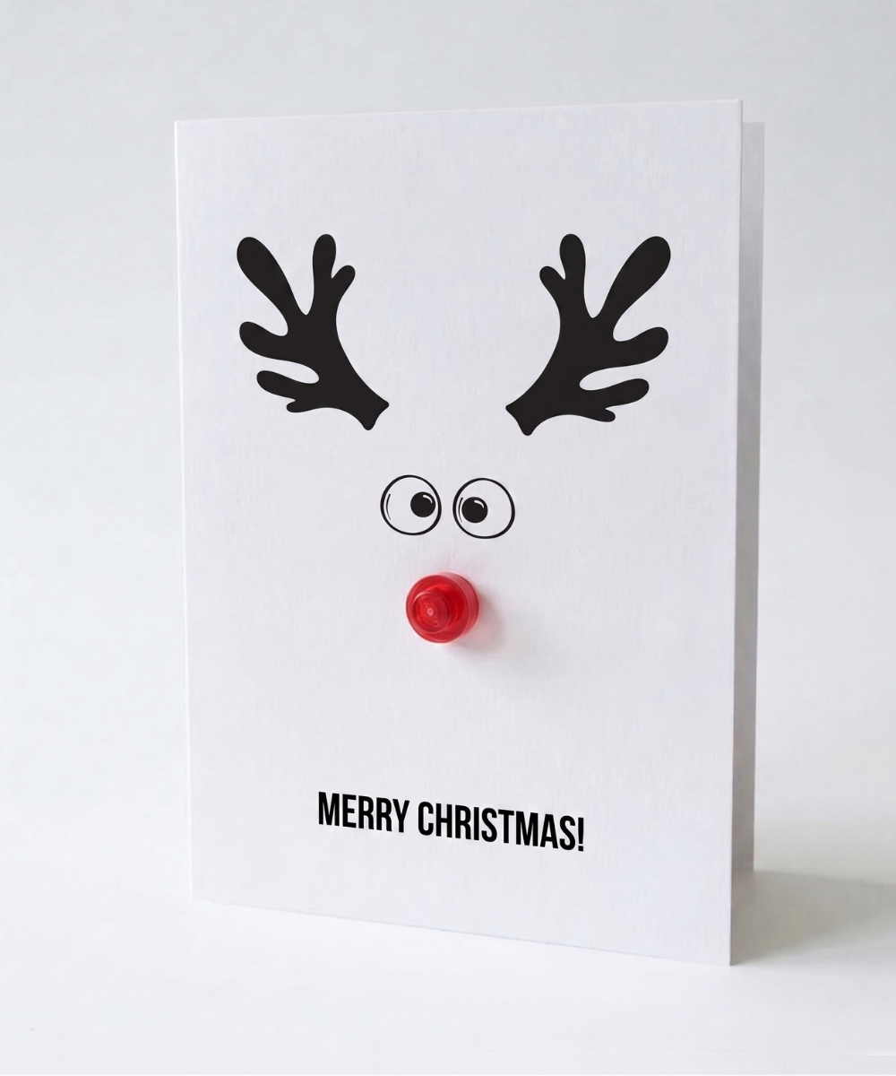 Carte de vœux de Noël 3D mignonne avec Rudolph