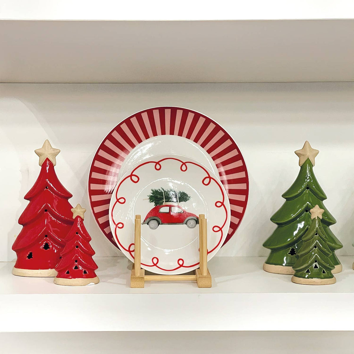 Déco LED arbre pm rouge à piles L7,5 P4,8 H12,1cm