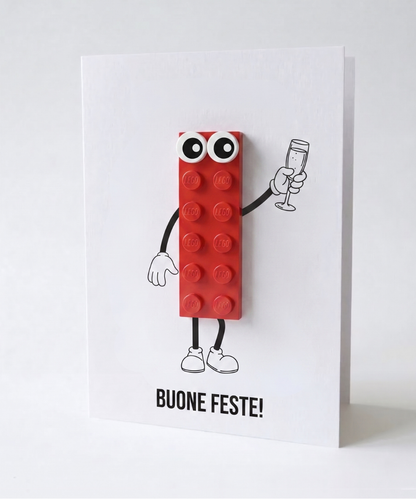 Carte de vœux pour les fêtes avec brique 3D - « JOYEUSES FÊTES ! »