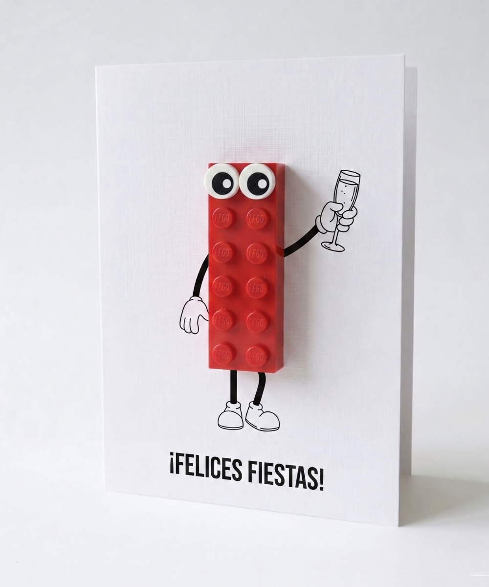 Carte de vœux pour les fêtes avec brique 3D - « JOYEUSES FÊTES ! »