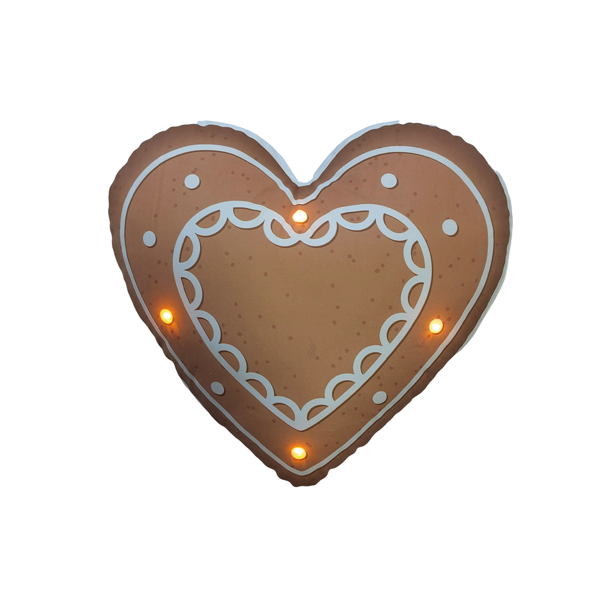 Coussin LED coeur marron 42x42cm