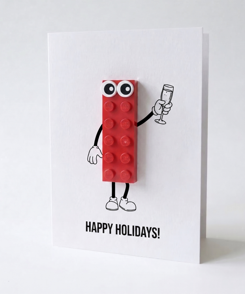 Carte de vœux pour les fêtes avec brique 3D - « JOYEUSES FÊTES ! »