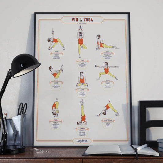 Affiche Vin et Yoga Homme