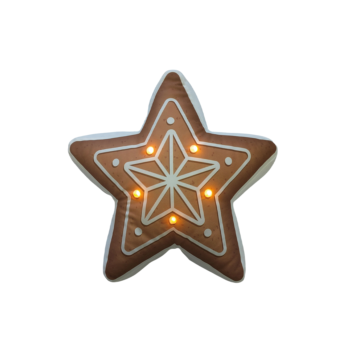 Coussin LED étoile marron 42x42cm