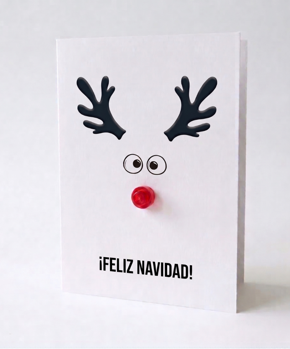 Carte de vœux de Noël 3D mignonne avec Rudolph