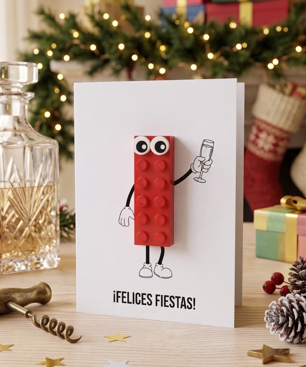 Carte de vœux pour les fêtes avec brique 3D - « JOYEUSES FÊTES ! »
