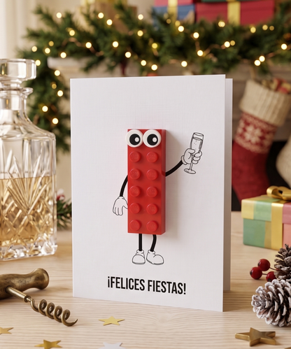 Carte de vœux pour les fêtes avec brique 3D - « JOYEUSES FÊTES ! »