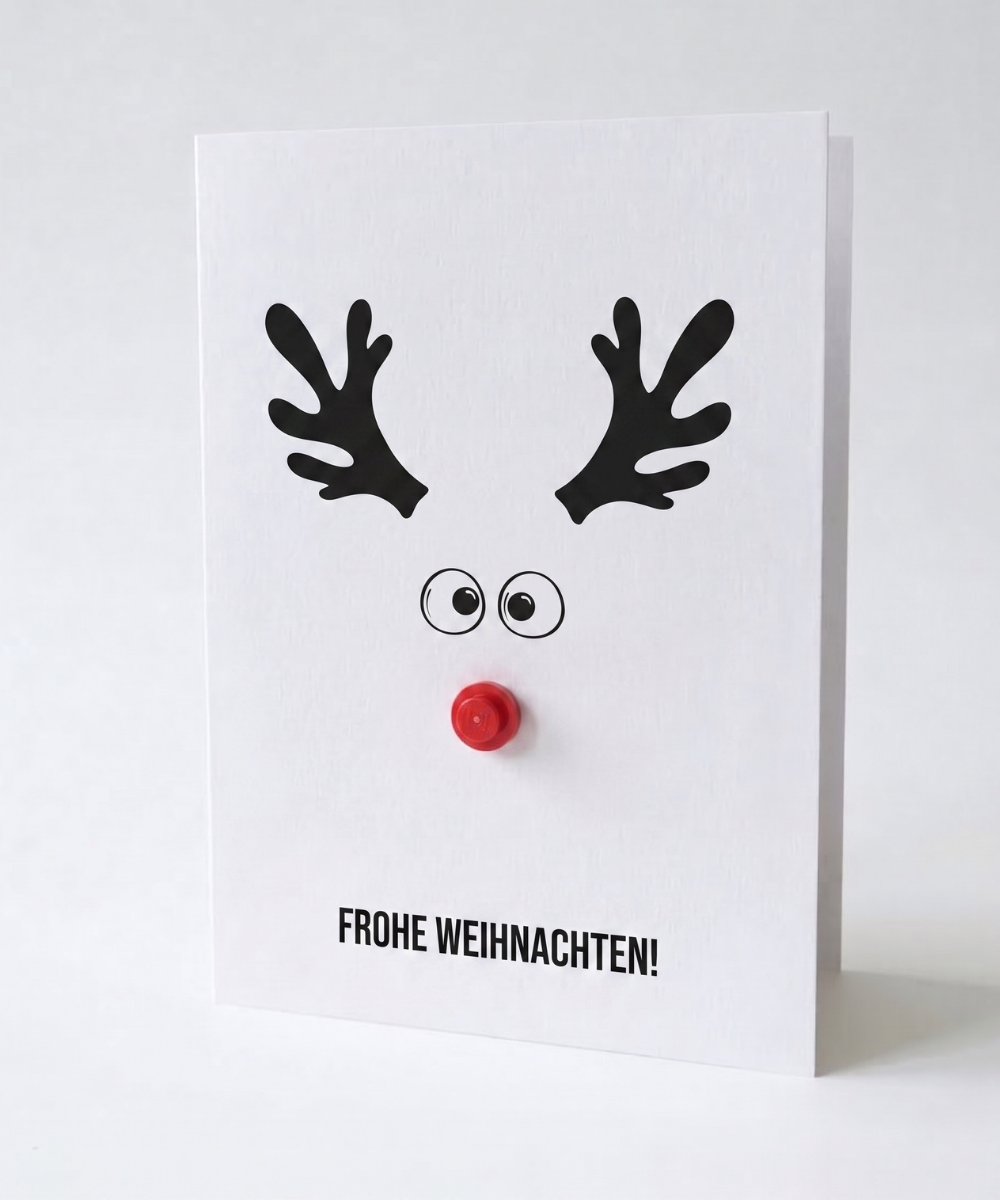 Carte de vœux de Noël 3D mignonne avec Rudolph