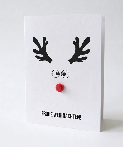 Carte de vœux de Noël 3D mignonne avec Rudolph