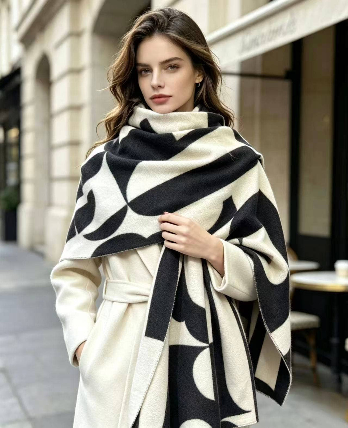 Écharpe femme grande taille avec motif moderne