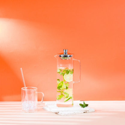 Long Island - théière en verre allongée avec filtre dévissable