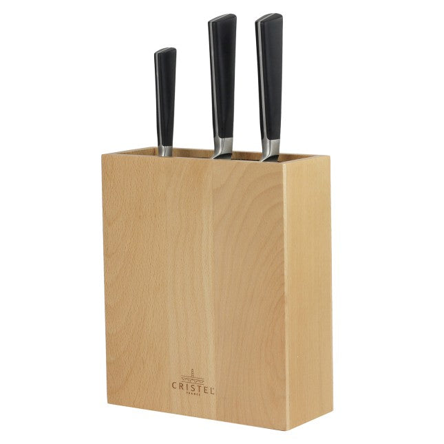 Bloc à couteaux aimanté en bois de hêtre