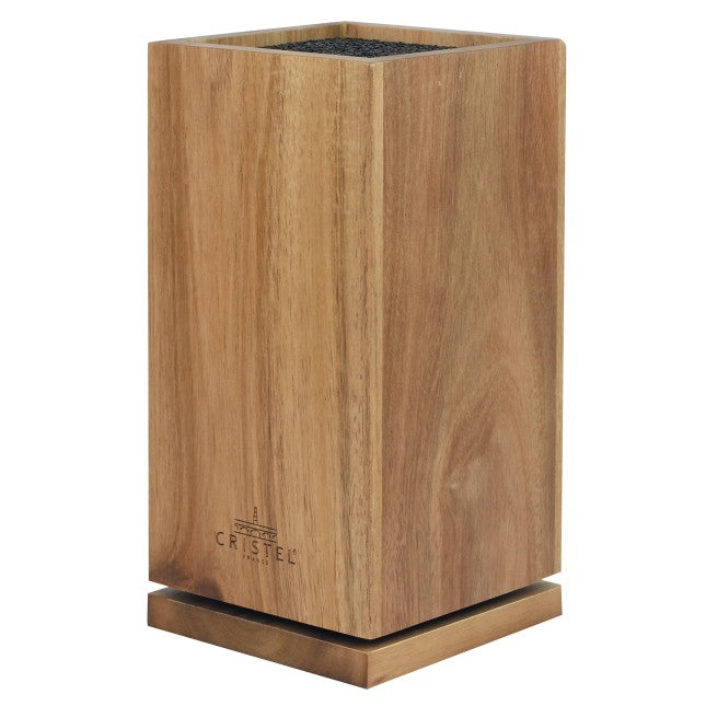 Bloc à couteaux rotatif en bois d'acacia