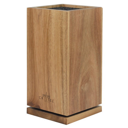 Bloc à couteaux rotatif en bois d'acacia