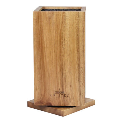 Bloc à couteaux rotatif en bois d'acacia