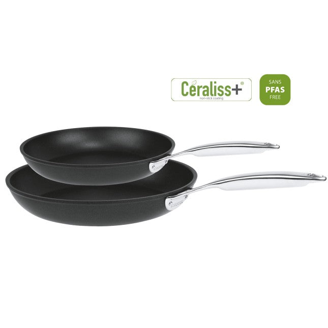 Set de 2 poêles antiadhésives en aluminium Ø24 et 28 cm - revêtement céramique Céraliss+