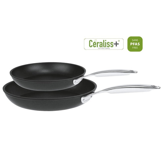 Set de 2 poêles antiadhésives en aluminium Ø24 et 28 cm - revêtement céramique Céraliss+