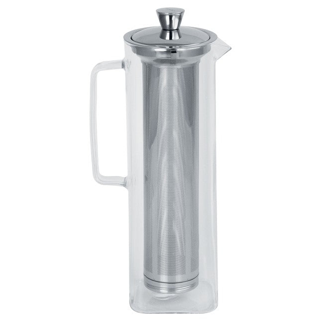 Long Island - théière en verre allongée avec filtre dévissable