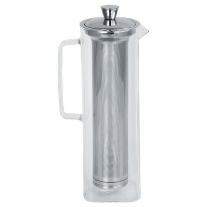 Long Island - théière en verre allongée avec filtre dévissable