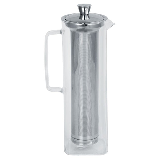 Long Island - théière en verre allongée avec filtre dévissable