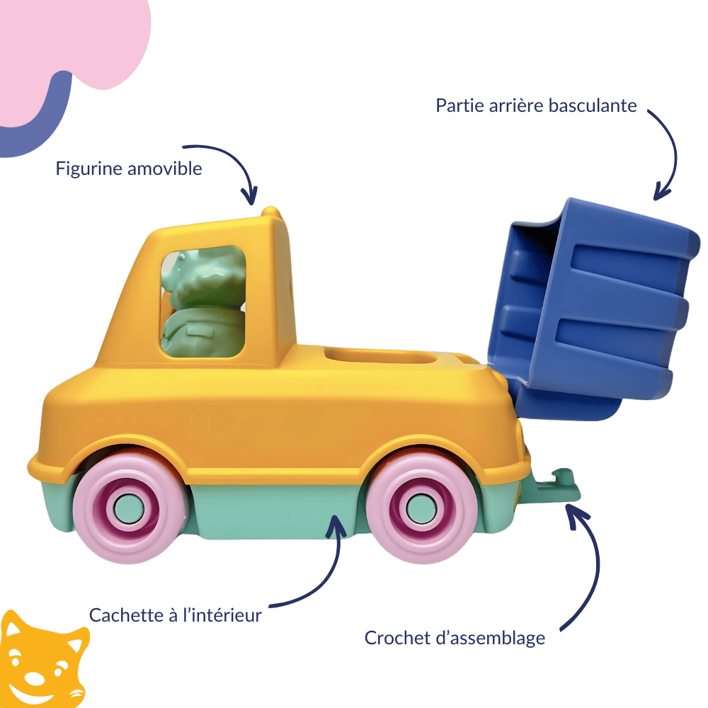 Le Jouet Simple, Coffret Camions Poubelle et Pompier avec Figurines