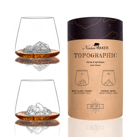 Set de 2 verres Topographic : Everest & Mont Blanc